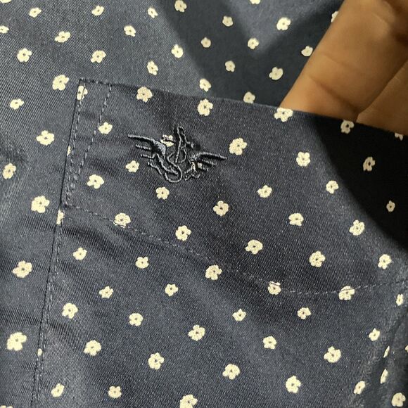Dockers Men’s Classic Fit Long Sleeve Button Down Shirt XL Blue Floral Print - Picture 6 of 16